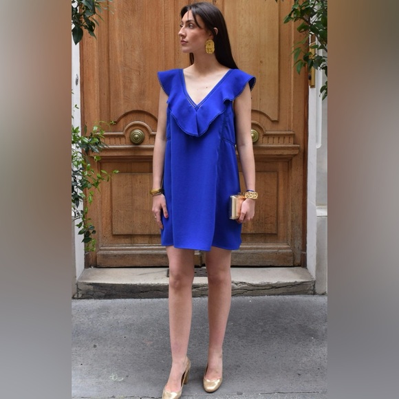 Sézane | Martie Dress in Blue | US4 French 36 - Picture 2 of 6